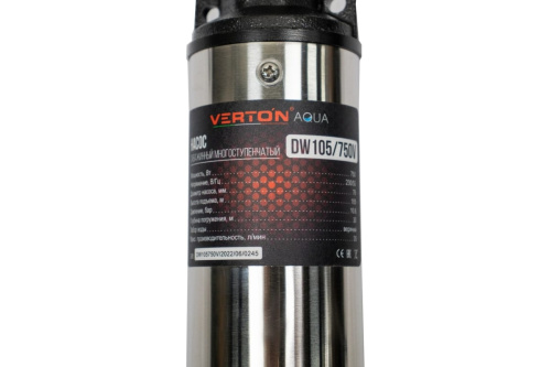 Насос скваж Verton DW105/750V (750Вт, 2100л/ч, 105м, D-76мм, кабель 50м, верх.забор, многоступенч фото 8