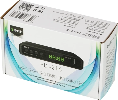 Ресивер цифровой DVB-T2/C HD Эфир HD-215 пластик, кабельное ТВ, дисплей, DOLBY DIGITAL фото 5