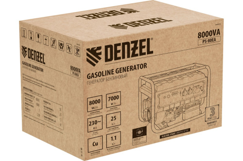 Генератор бенз. Denzel PS80EA (7/8кВт, 230В,25 л, руч/электр/авт. стартер) фото 4
