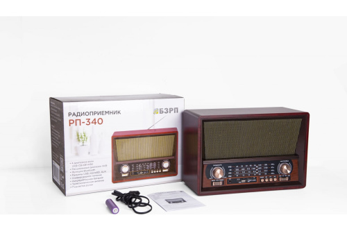 Радиоприемник БЗРП РП-340 УКВ 64-108МГц 4*R20  220V BT/USB/TF/AUX фото 3