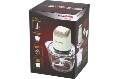 Измельчитель WILLMARK WMC-5288 400Вт чаша 1,2л стекло кремовый фото 3