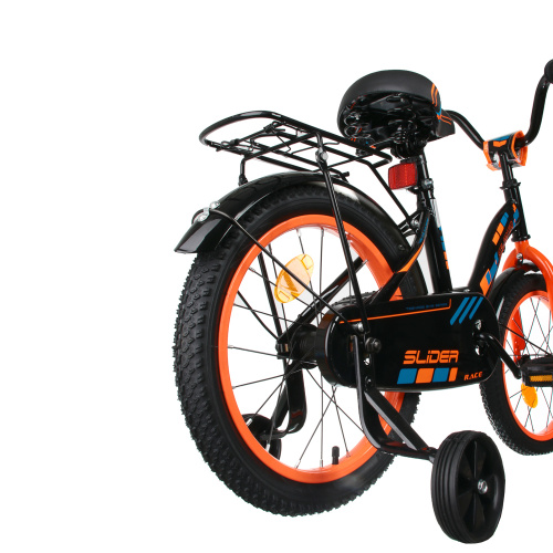 Велосипед 16" Slider добав. колеса детский черн/оранж. неон фото 5
