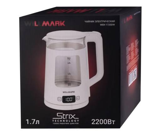 Чайник WILLMARK WEK-1720DW 1.7л 2200Вт пластик белый фото 4