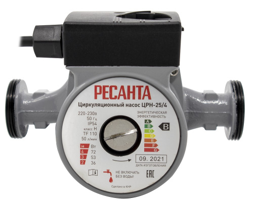 Насос циркуляц Ресанта ЦРН-25/4 (220V 72Вт. H-4м. 50л/мин. 10 атм. чугун, шнур)