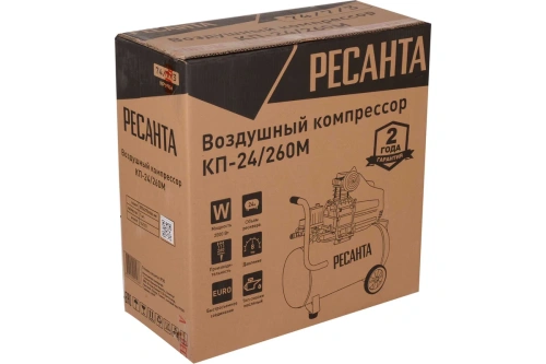 Компрессор 24/260М Ресанта КП(24/260л/мин, 2,0кВт, 230В, 8 бар, прямая передача) фото 2