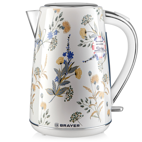 Чайник BRAYER BR-1083 2200Вт 1,7л стальной, Strix-контролер, мерная шкала, фильтр