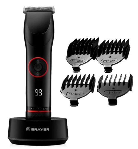 Машинка д/стрижки волос BRAYER BR-3403 (сеть/акб, 4нас, LED-дисплей)