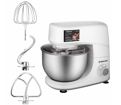 Миксер планетарный BRAYER BR-1504 (1000Вт, чаша 4л, 3 скор.3 насад.) фото 10