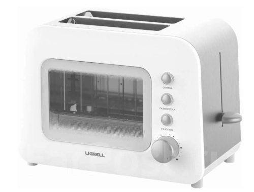 Тостер LIGRELL LTS-5022G 850Вт, 2тоста, смотровое окошко, поддон д/крошек