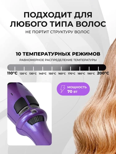 Стайлер GALAXY GL4664 70Вт 22мм. тройной, керам покр. фото 5