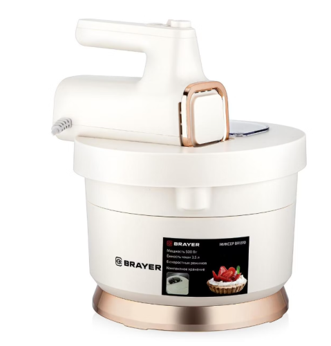 Миксер BRAYER BR-1310 (500Вт,6скор.турбо,4 насад, вращ. чаша 3,5л) фото 5