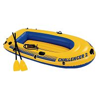 Лодка надувная Challenger 236*114*41см INTEX 68367 весла + насос
