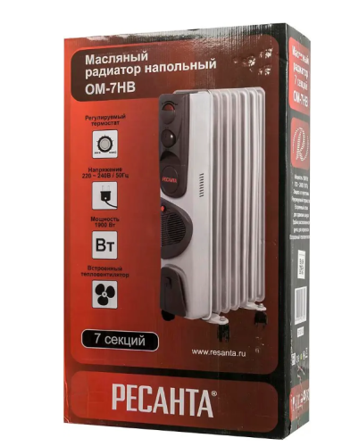 Обогреватель масл. РЕСАНТА ОМ-7НВ 1900Вт (7 секций) фото 6