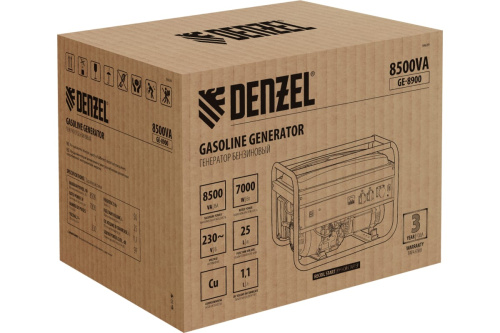 Генератор бенз. Denzel GE8900 (8,5кВт, 220В 50Гц, 25 л, ручной стартер) фото 5