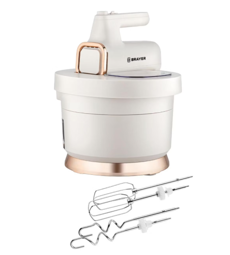 Миксер BRAYER BR-1310 (500Вт,6скор.турбо,4 насад, вращ. чаша 3,5л) фото 2