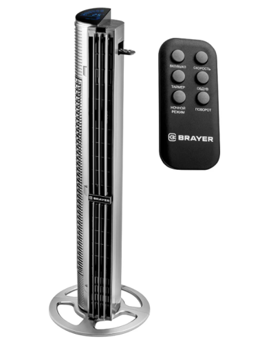 Вентилятор BRAYER BR-4977 колонный 75Вт, 6ск, 102см, вращ. 70° ДУ Вентилятор BRAYER BR-4977 колонный 75Вт, 6ск, 102см, вращ. 70° ДУ