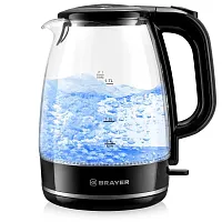 Чайник BRAYER BR-1030/WH 2200Вт 1,7л стекло (автоотключ)
