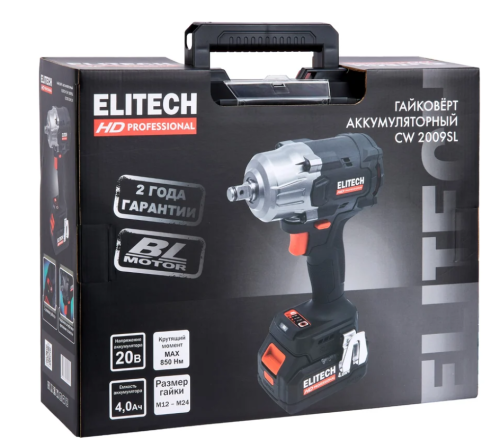 Гайковерт ELITECH CW 2009SL акк. (20В, 850Нм, 1/2, ударн.,1*4Ач, 2350об/мин.) фото 9