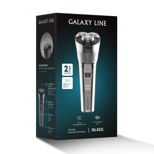 Бритва GALAXY GL4211 аккум, ротор, 3 головки, USB зарядка, LED-дисплей фото 2 Бритва GALAXY GL4211 аккум, ротор, 3 головки, USB зарядка, LED-дисплей фото 2