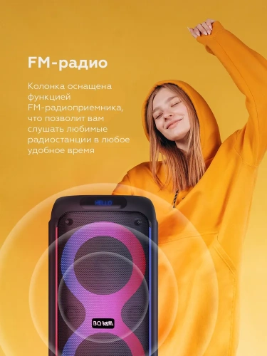 Колонка портативная BQ PBS3004 80Вт,5500мАч, FM, Powerbank, AUX, USB, Bluetooth 5.0+BDR ДУ Черный фото 8