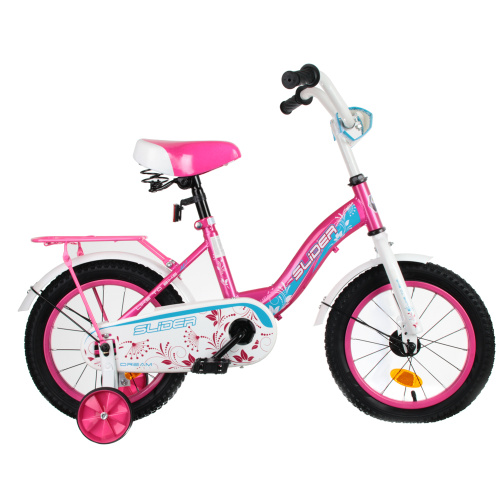 Велосипед 18" Slider добав. колеса детский роз/белый фото 2