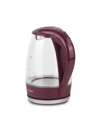 Чайник WILLMARK WEK-1708G 1,7л 2200Вт стекло, бордовый фото 3