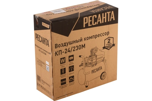 Компрессор 24/230М Ресанта КП(24/230л/мин, 1,6кВт, 220В, 8 бар, прямая передача) фото 2