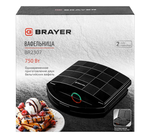 Вафельница BRAYER BR-2307 750Вт бельгийские вафли, антиприг.покрытие фото 2
