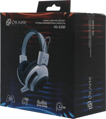 Наушники игровые Oklick HS-G300 ARMAGEDDON 2.3м с микрофоном, мониторы оголовье, бело-черный фото 2