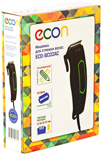 Машинка д/стрижки волос Econ ECO-BC02AC (сетев. 4 насадки, нерж. индик.заряда) фото 2