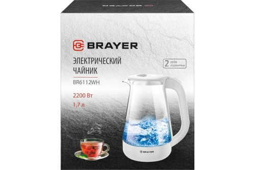 Чайник BRAYER BR-6112 2200Вт 1,7л стекло фото 2