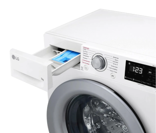 Машина стиральная LG F2V3HS4W 7кг 1200об/мин, пар, белая, люк серый фото 9