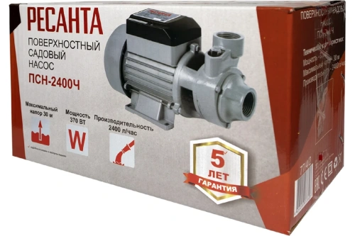 Насос поверхн Ресанта ПСН-2400Ч (370Вт,40л/мин,глуб.всас-9м) фото 2 Насос поверхн Ресанта ПСН-2400Ч (370Вт,40л/мин,глуб.всас-9м) фото 2