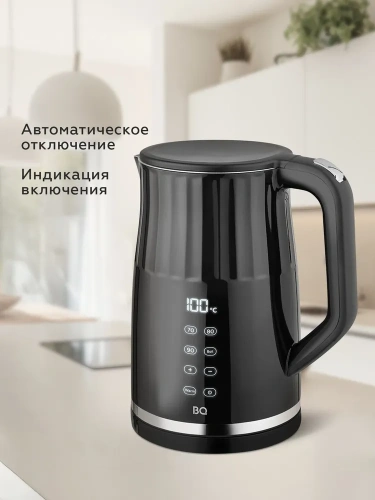Чайник BQ KT1801SW 2200Вт 1,7л сталь/пластик черный, 13 режимов кипячения фото 5