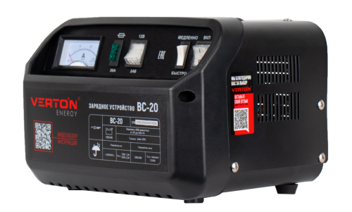 Устройство зарядное VERTON Energy BC-20 (230B/50Гц., 300Вт, 12/24В, 20-200Ач, ток 12/8А) фото 3