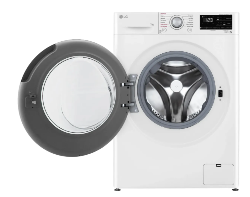 Машина стиральная LG F2V3HS4W 7кг 1200об/мин, пар, белая, люк серый фото 2