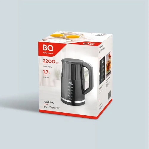 Чайник BQ KT1801SW 2200Вт 1,7л сталь/пластик черный, 13 режимов кипячения фото 2